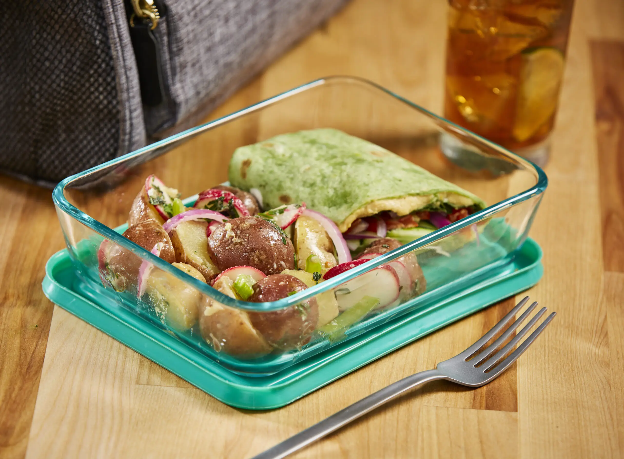 Leftover potatoes and wrap in a glass container for lunch